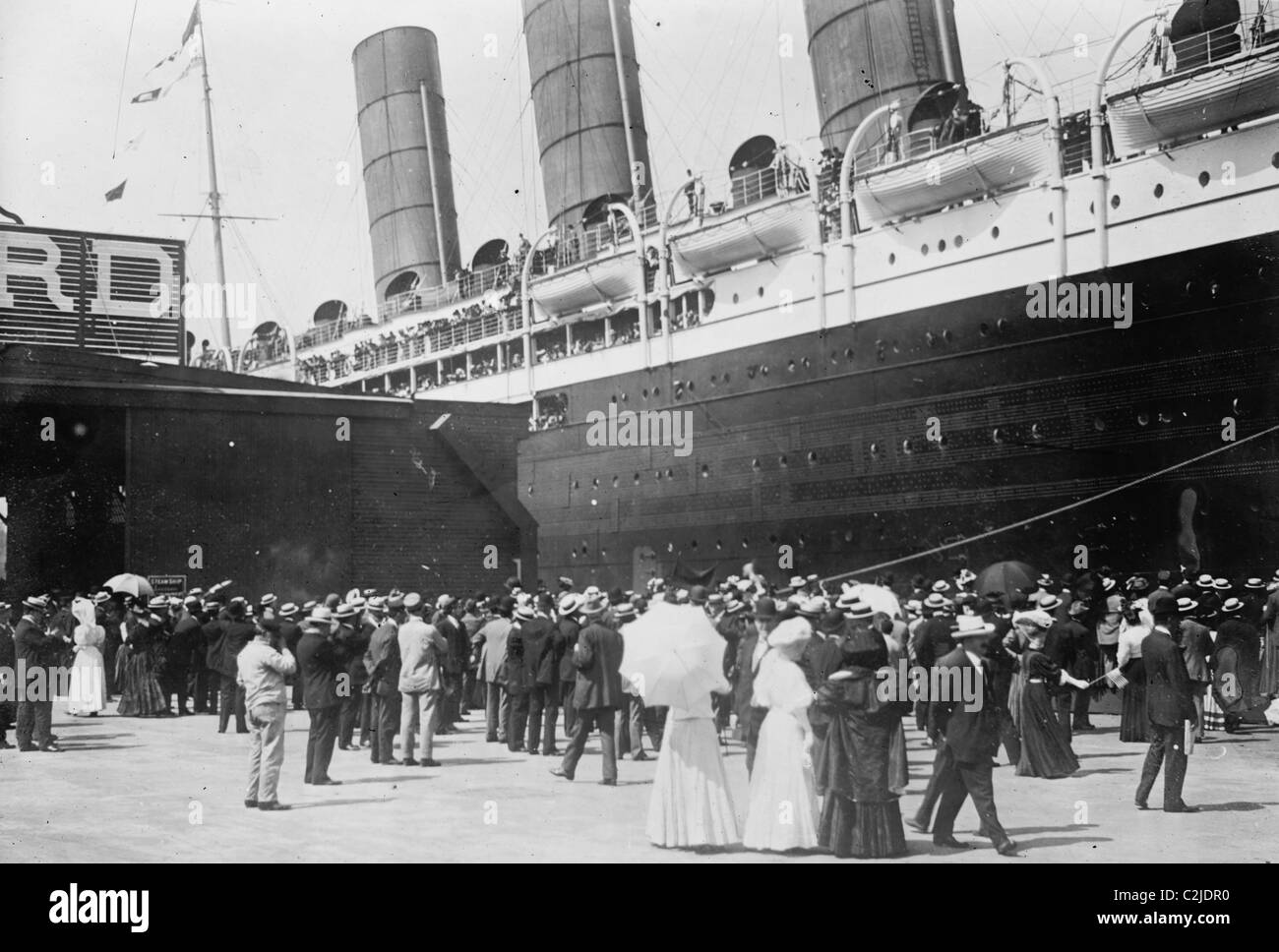 Lusitania at New York Dock Stock Photo