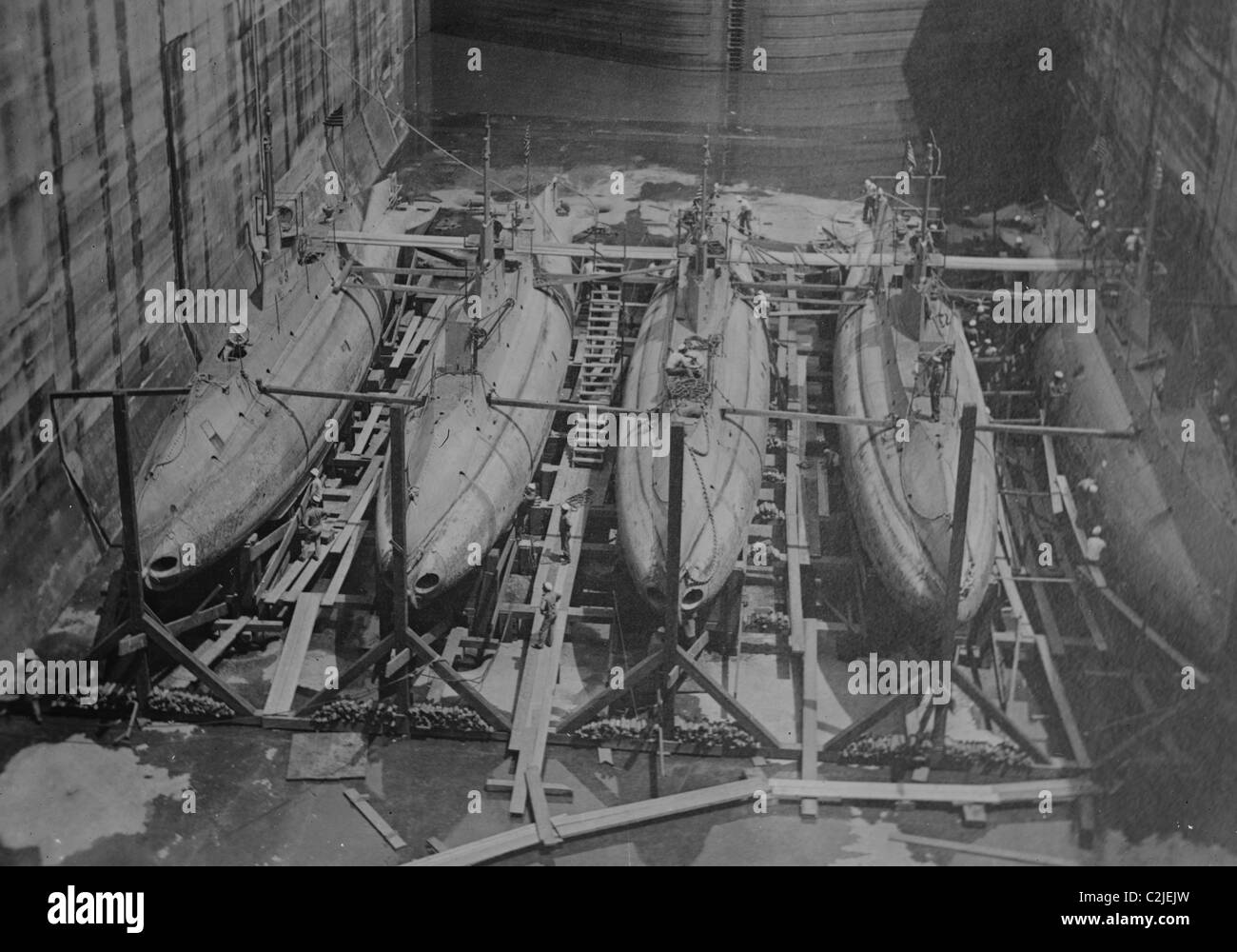 US Navy Subs pass through the Gatun Locks Stock Photo