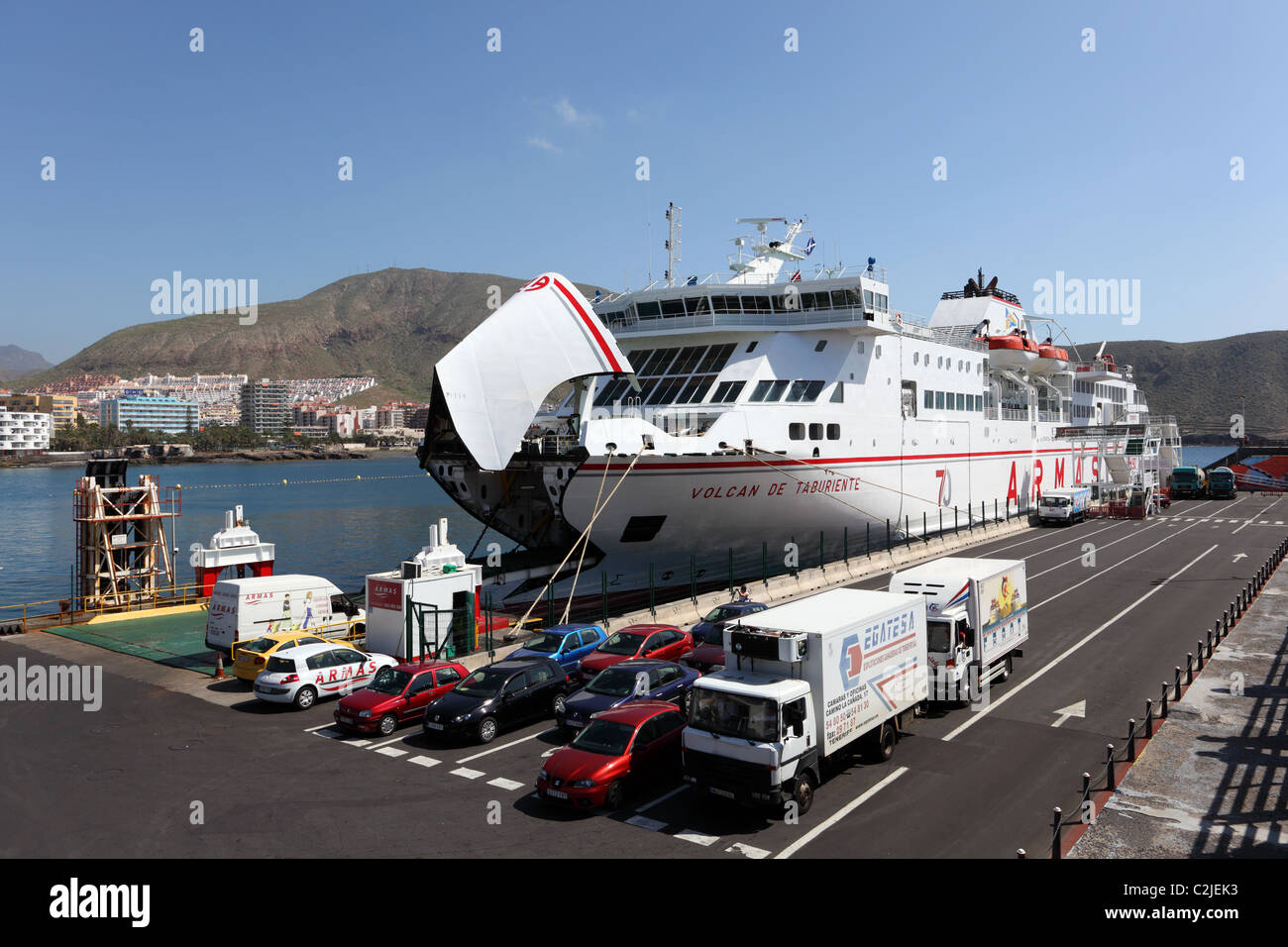 Ferry Ship Armas In The Port Of Los Cristianos Tenerife Spain Stock Photo Alamy
