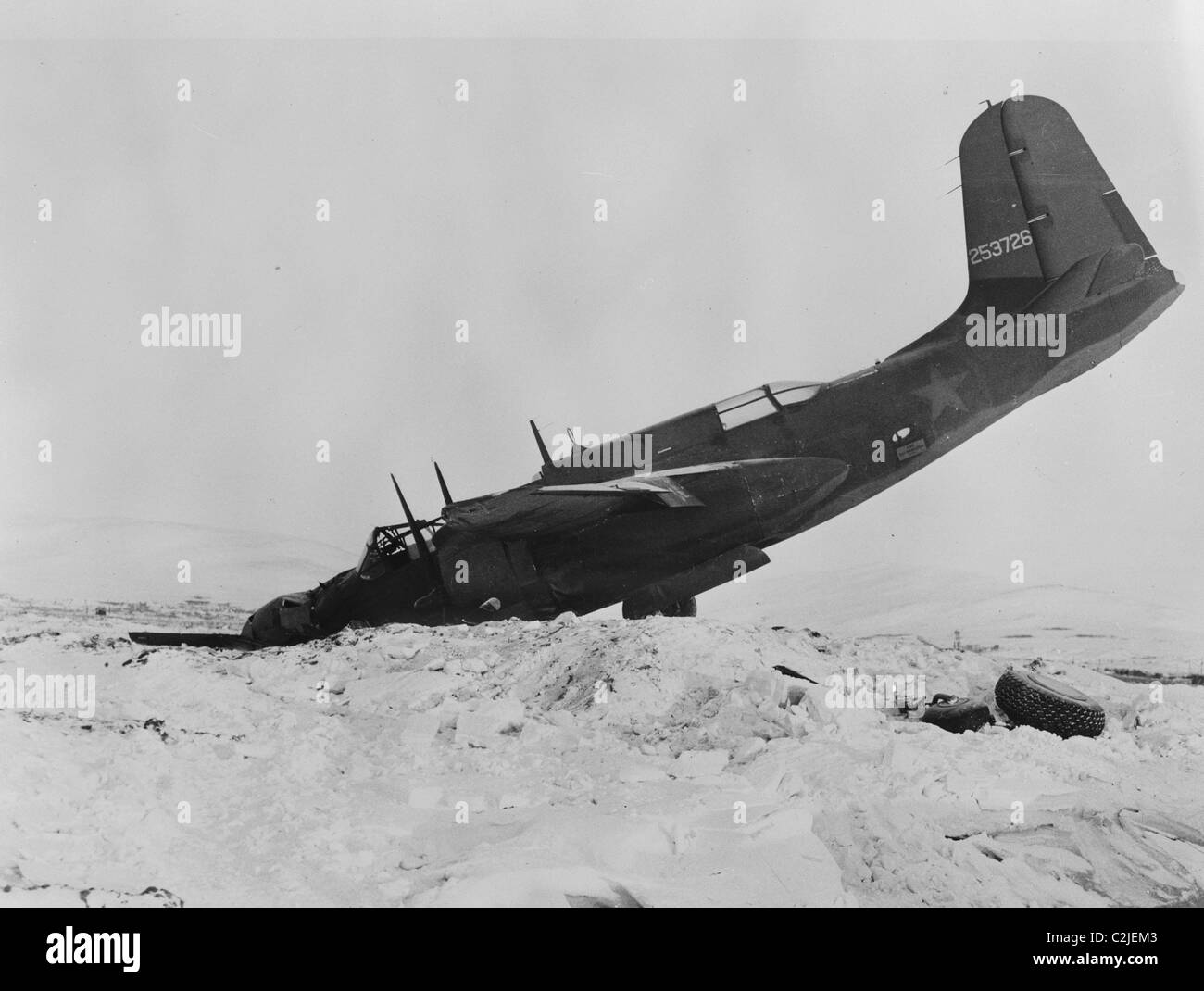 Air Transport to Support Russia in WWI Crashes on its way Stock Photo