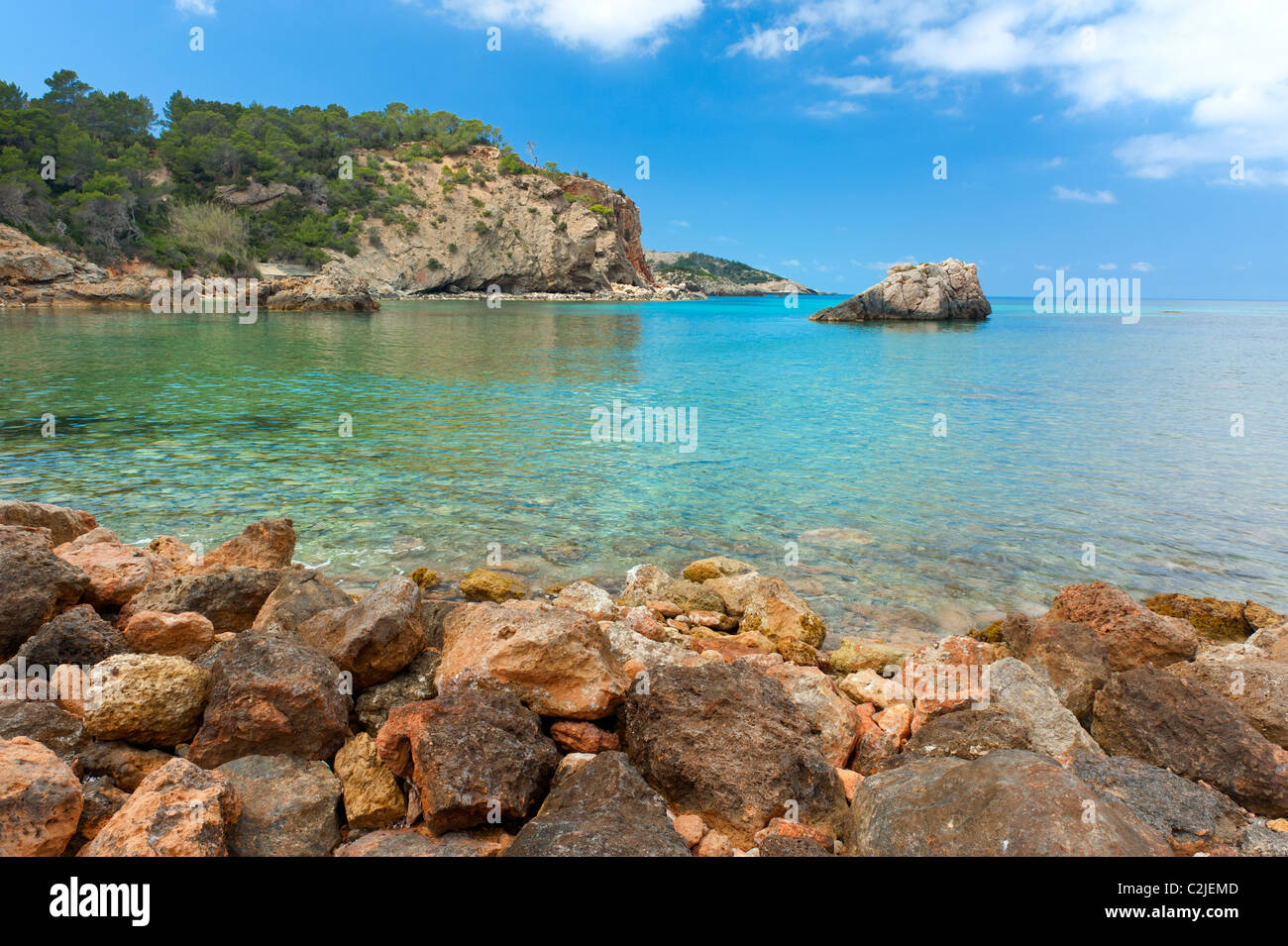 Cala Xarraca, a beautiful small bay in Ibiza Spain Stock Photo