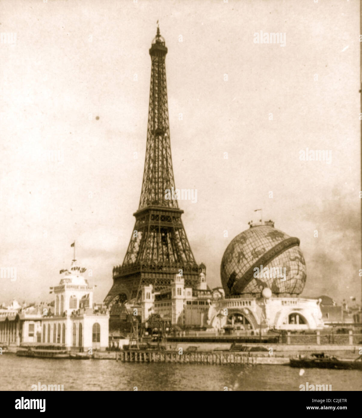 Forestry Building and the globe from Point Passay, Paris Exposition, 1900 Stock Photo