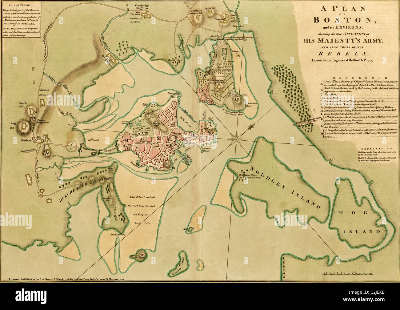 Boston under Siege from the British 1776 Stock Photo Alamy