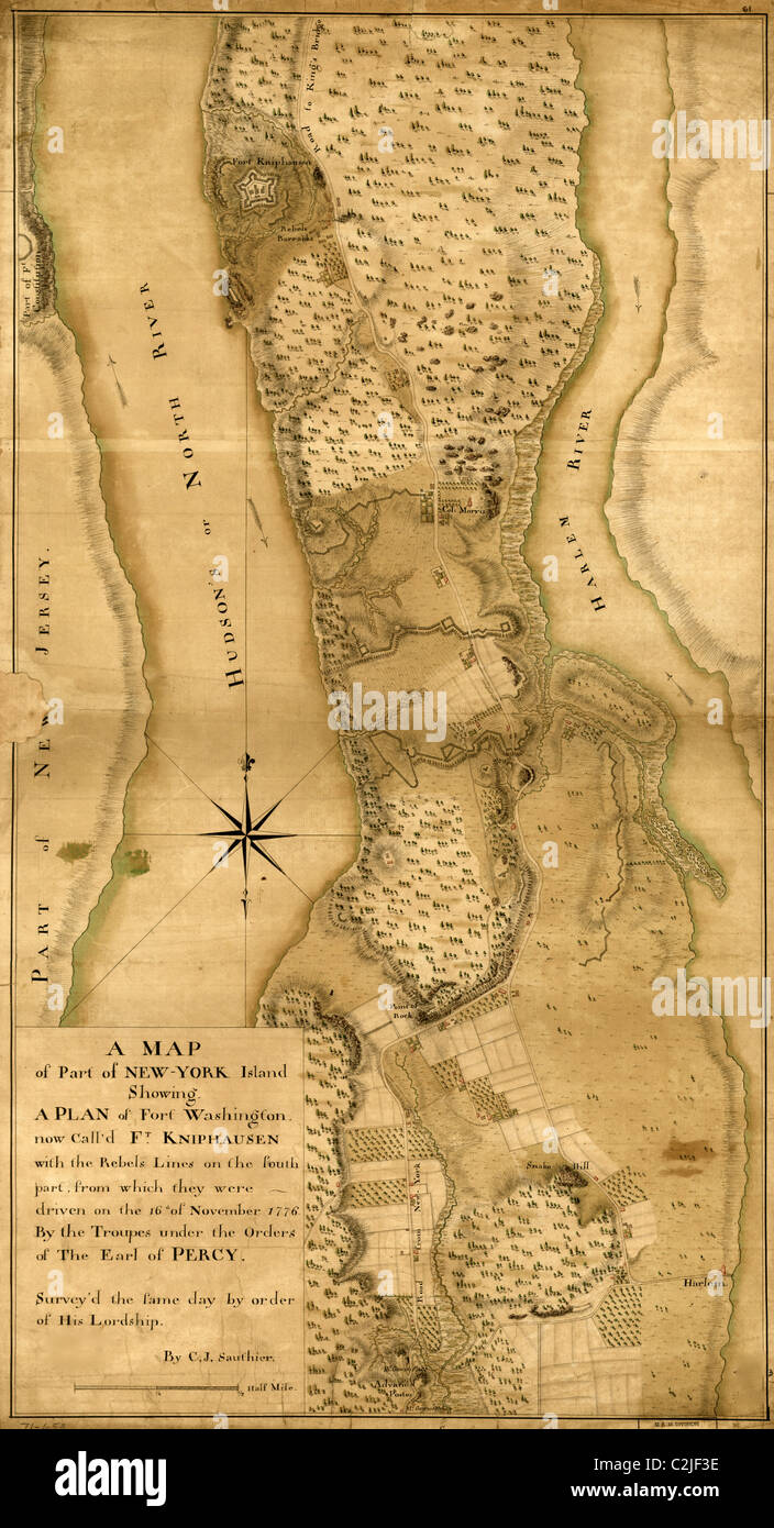 Hessians control Fort Washington & Manhattan Island - 1776 Stock Photo
