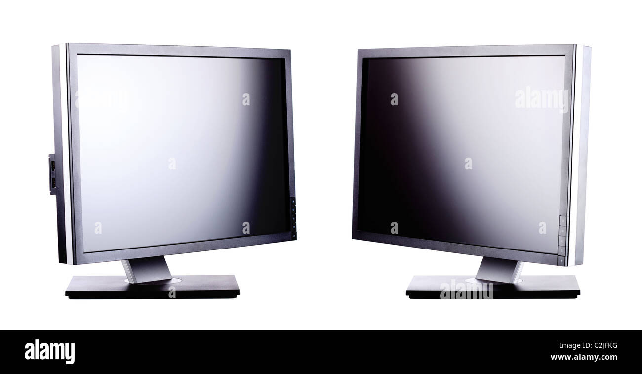 professional ips panel lcd monitors, isolated on white Stock Photo