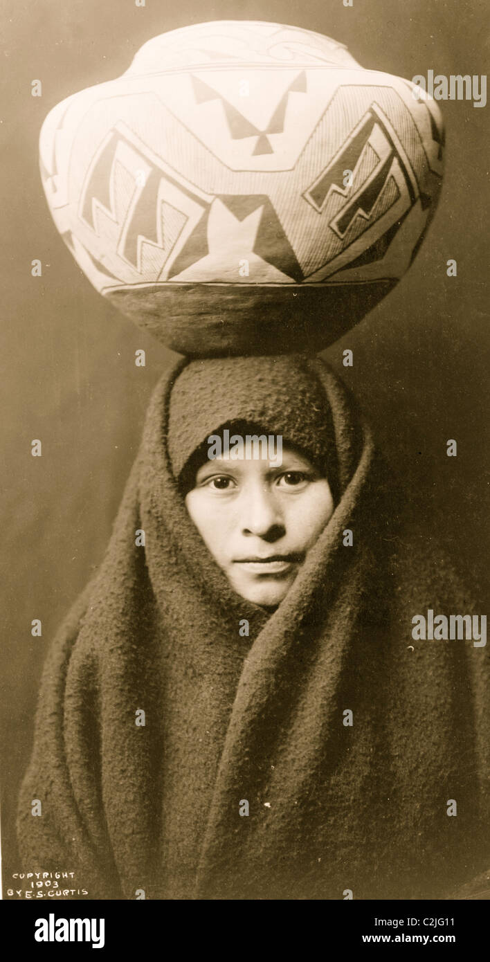 Zuni girl with jar Stock Photo Alamy