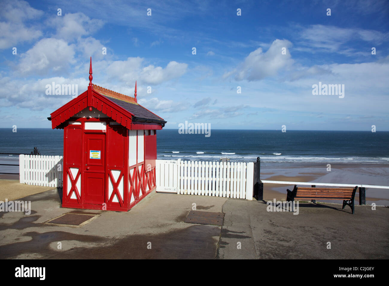 Saltburn by sea upper cliff railway booking office Stock Photo Alamy