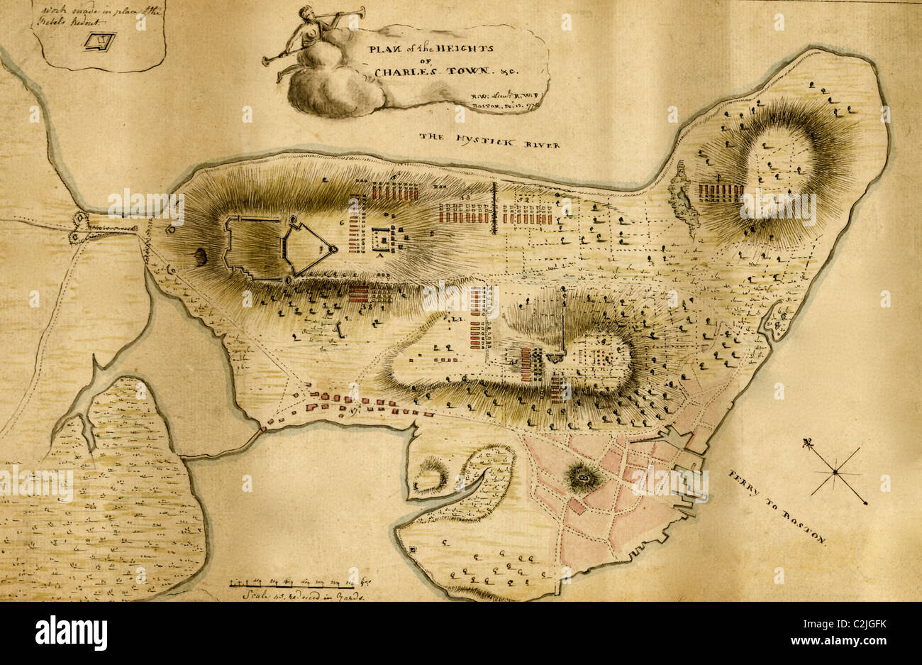 Plan of the heights of Charles Town Stock Photo - Alamy