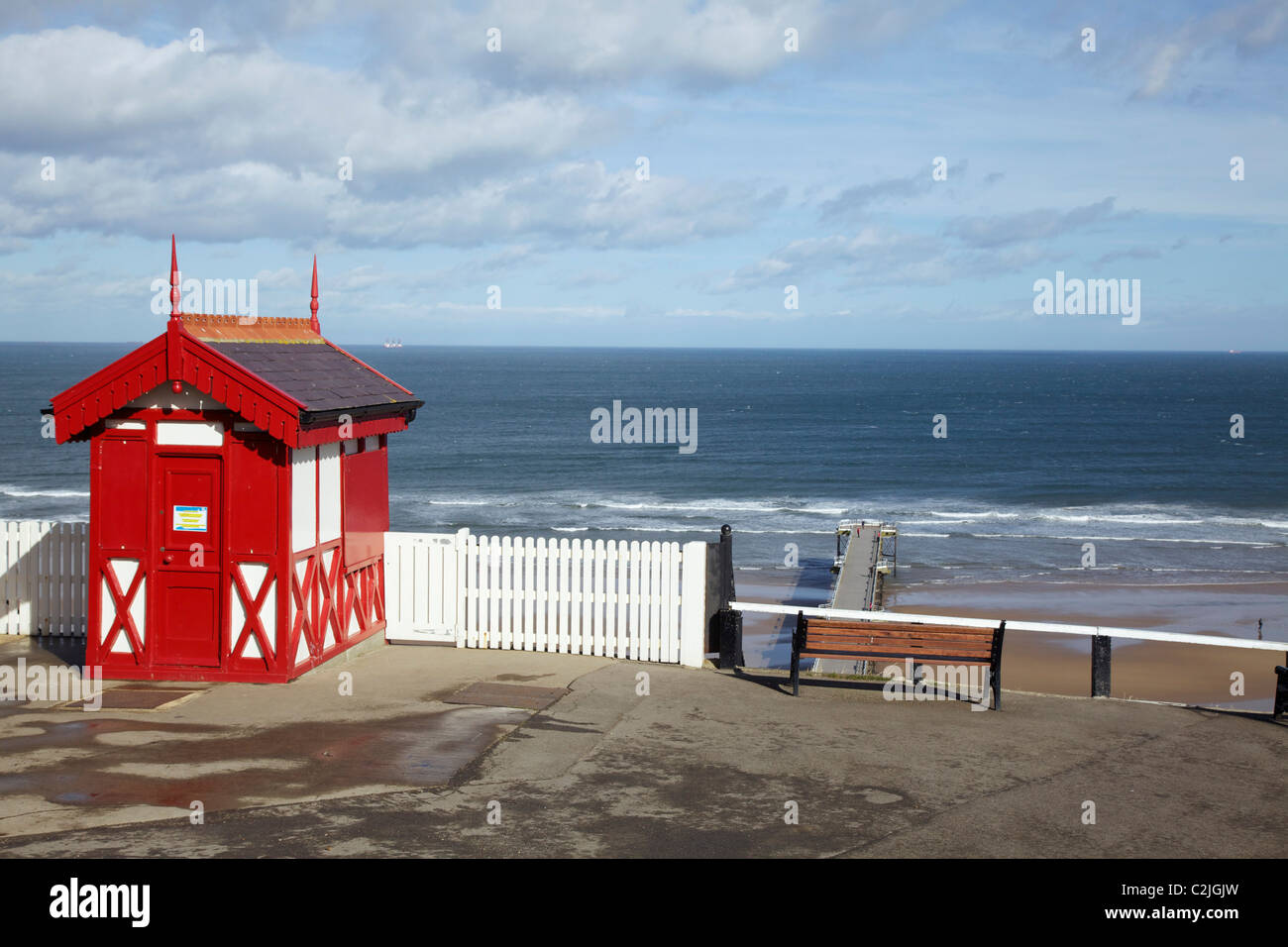 Saltburn by sea upper cliff railway booking office Stock Photo Alamy