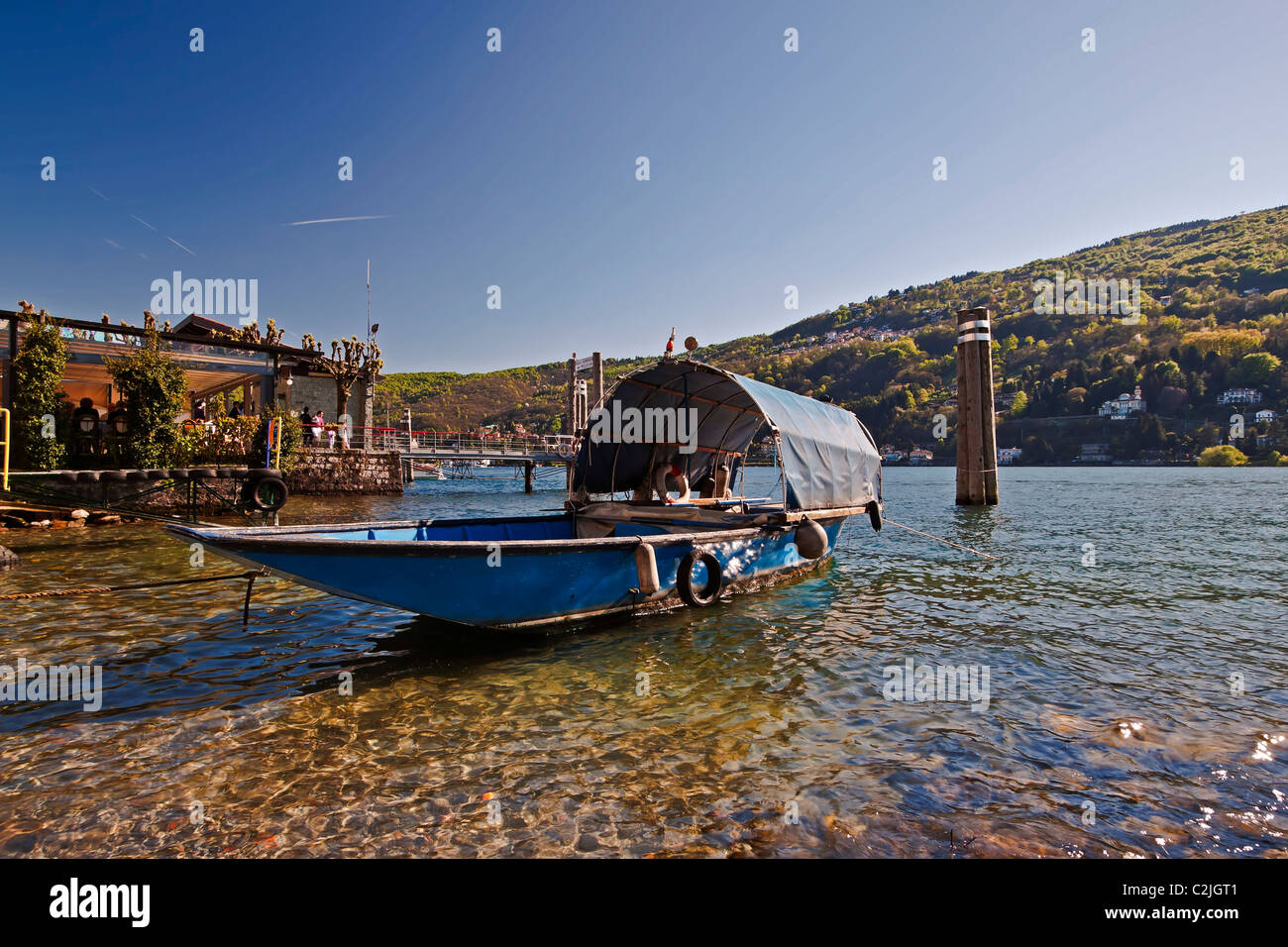 Boat on the Lake Maggiore, Italy Stock Photo
