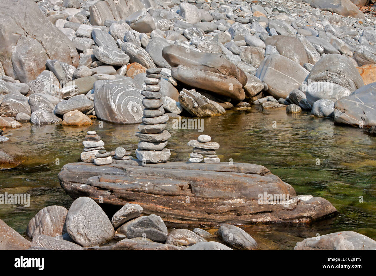 Maggia - a wild river in the mountains in Ticino, Switzerland Stock Photo