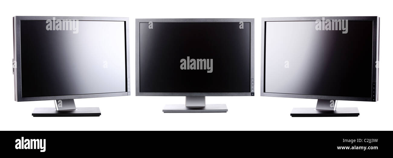professional ips panel lcd monitors, isolated on white Stock Photo