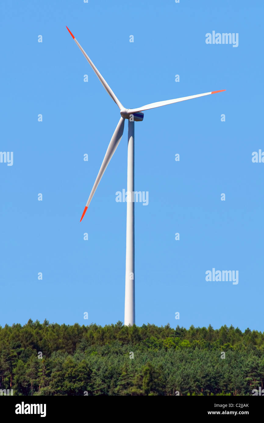modern windmill in forest Stock Photo