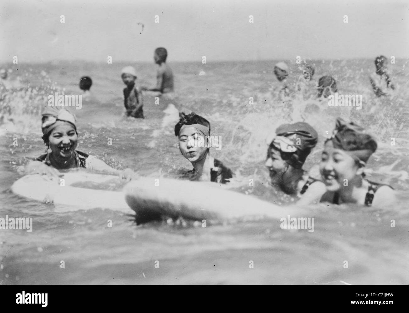 Japans Girls Swim in the Ocean Stock Photo Alamy