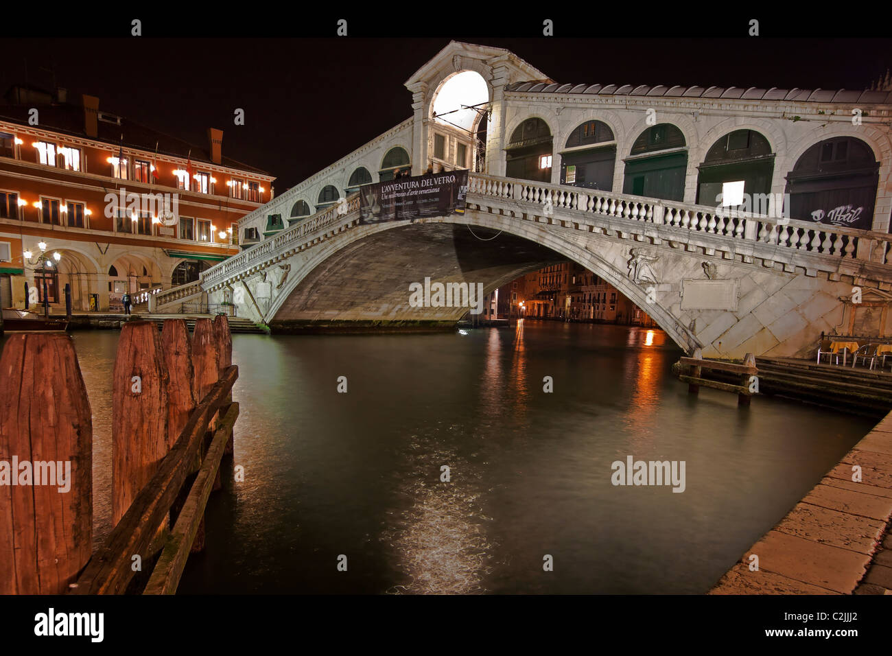 Rialto bridge at night Stock Photo