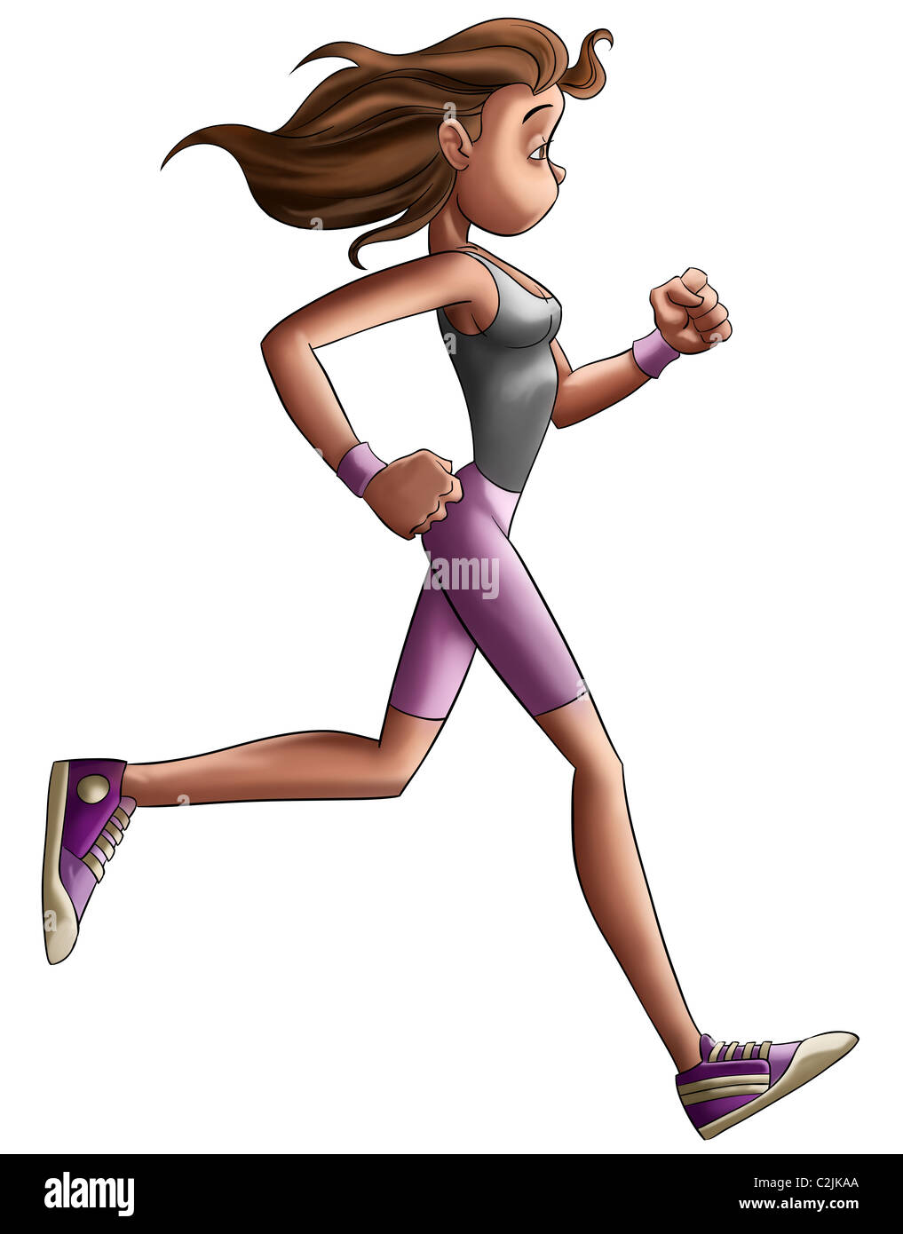 a young girl jogging wearing light clothes Stock Photo Alamy