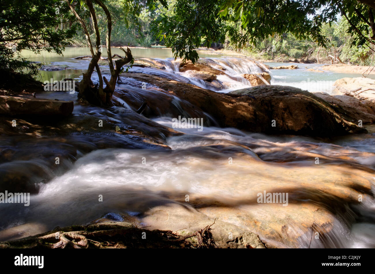View of the Agua azul waterfalls in Chiapas, Mexico Stock Photo