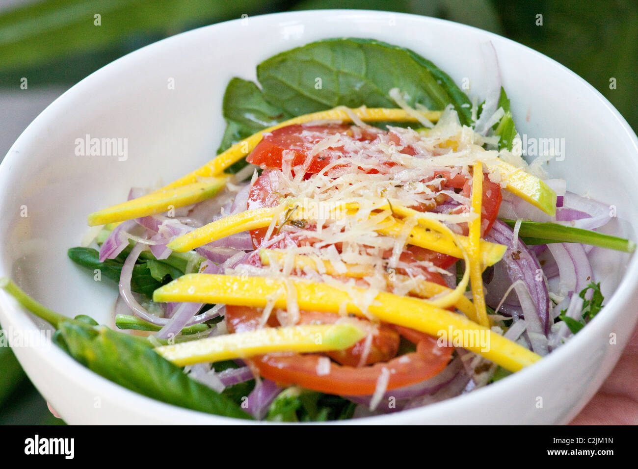 Mango on a salad at La Mulata restaurant in the old town, Cartagena, Colombia Stock Photo
