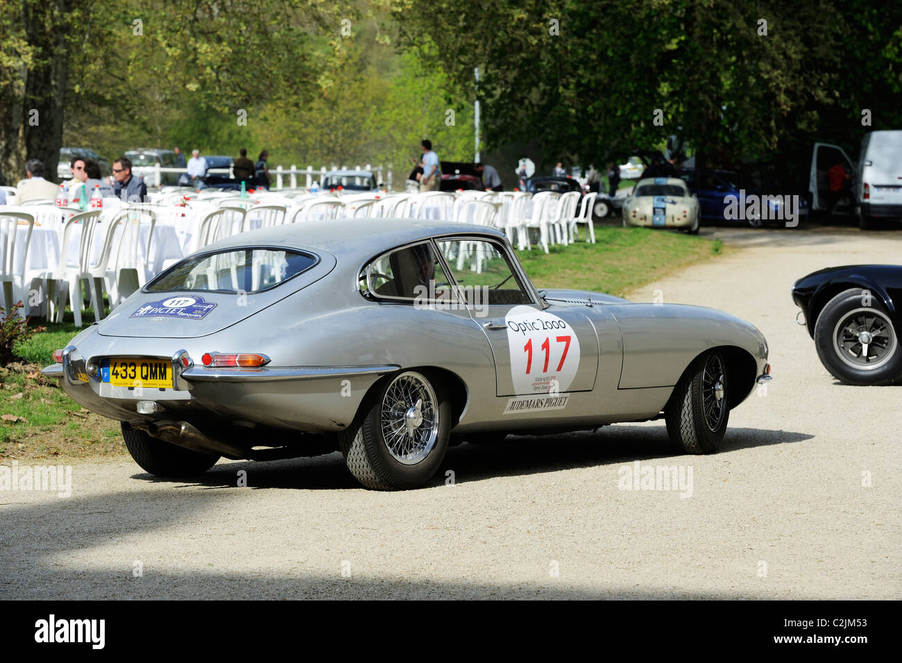 Stock photo of a 1963 Jaguar Type E 3,8L Coupé in the tour auto optic 2000 in 2011. Stock Photo