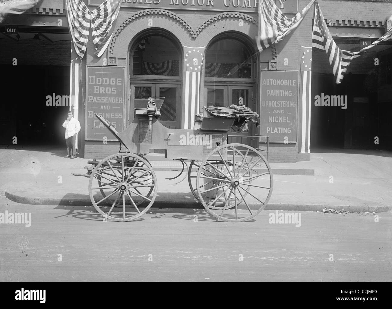 Grant Carriage in front of the Dodge Brothers Passenger and Business Cars. Stock Photo