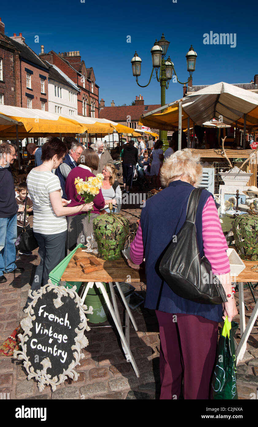 UK, England, Staffordshire, Leek, Market Place, Saturday collectibles