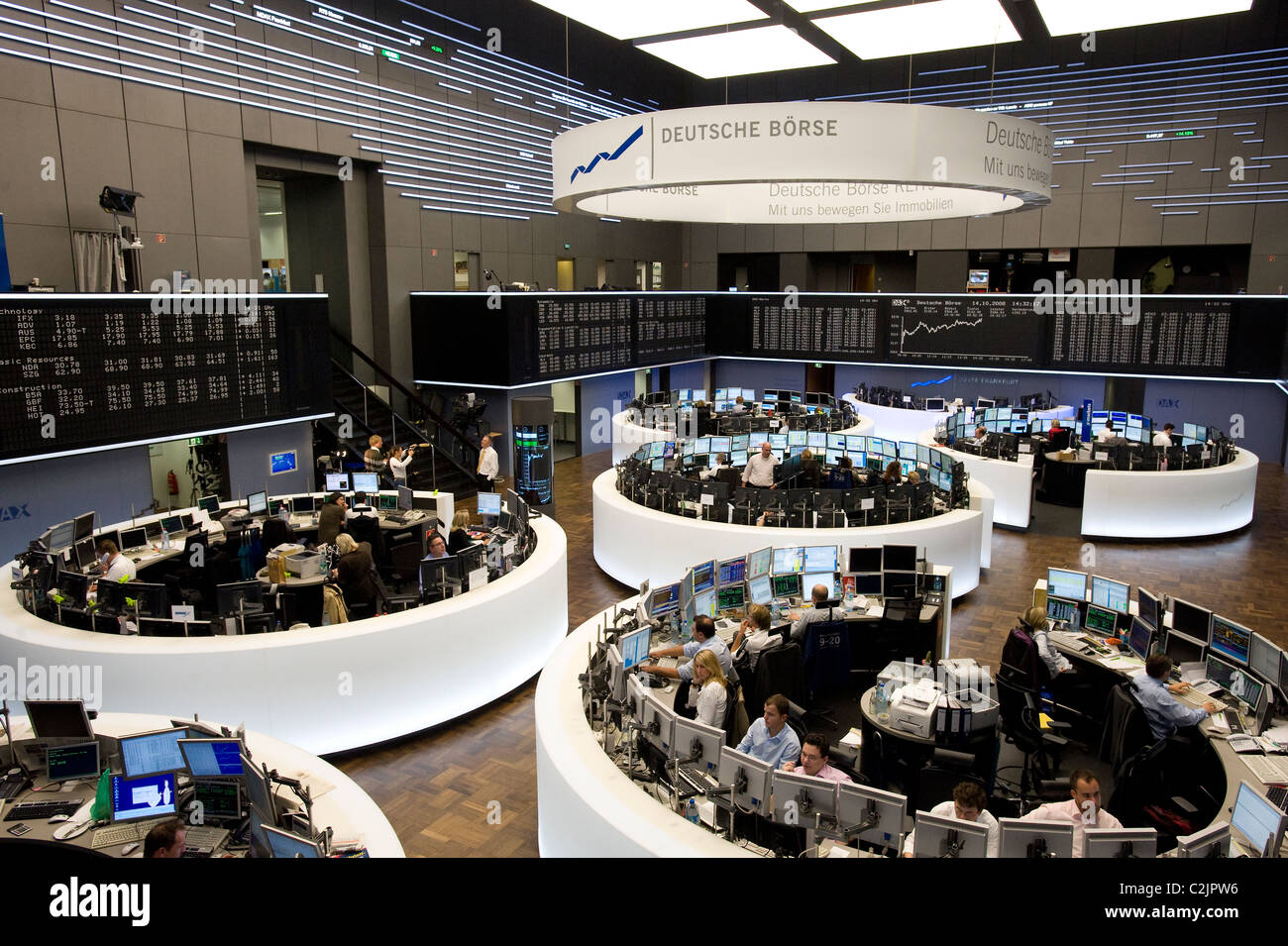 The trading hall of the Frankfurt Stock Exchange, Frankfurt am Main, Germany Stock Photo