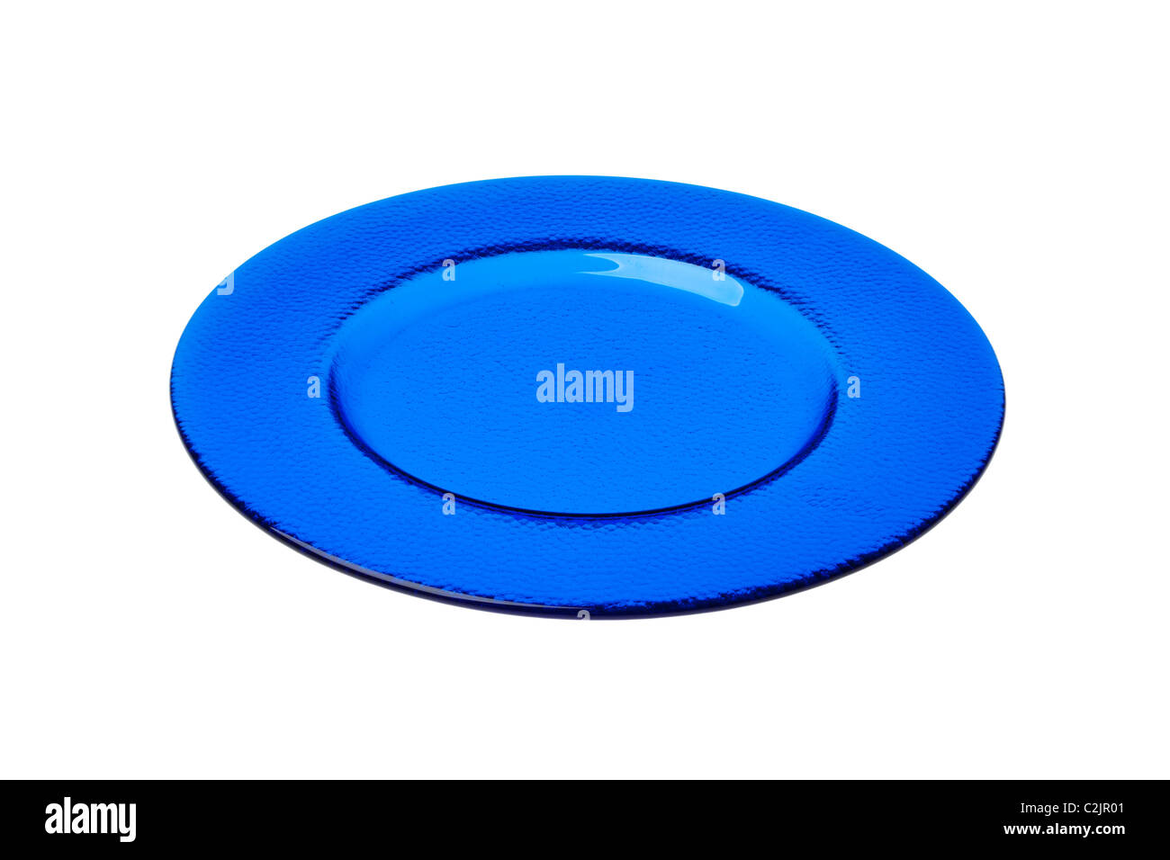 Blue glass dinner plate cut out against a white background Stock ... Blue glass dinner plate cut out against a white background Stock ...