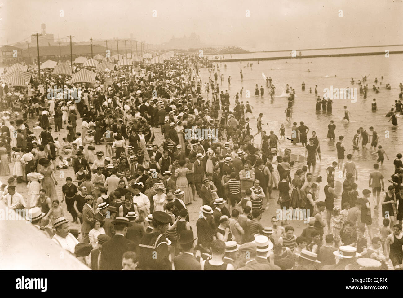 Crowds on the beach at Coney Island, New York Stock Photo - Alamy