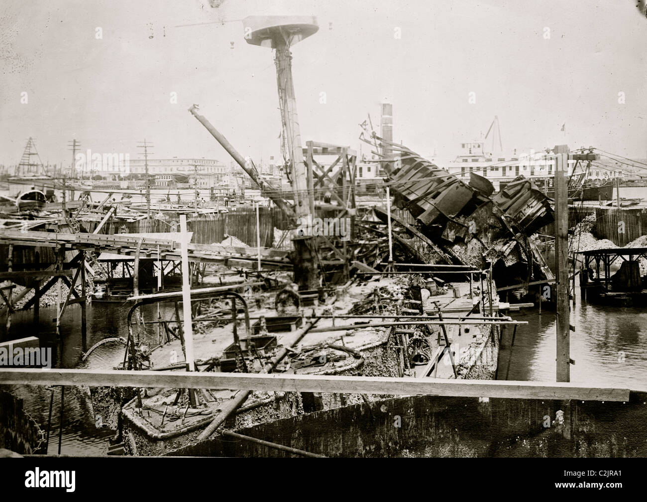 Wreckage of the Battleship Maine in Havana Stock Photo