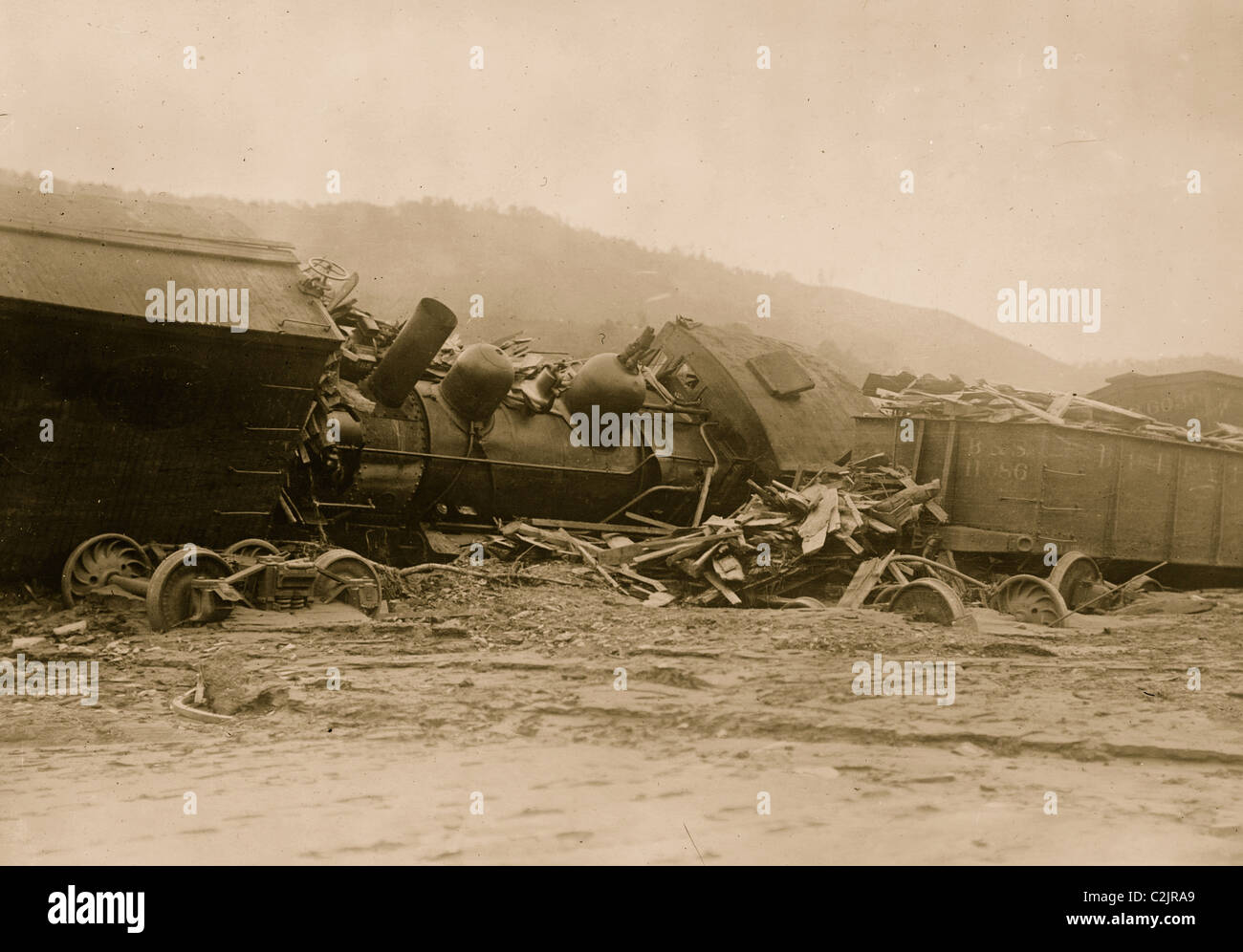 Break in Austin Dam in Pennsylvania washes out a train and