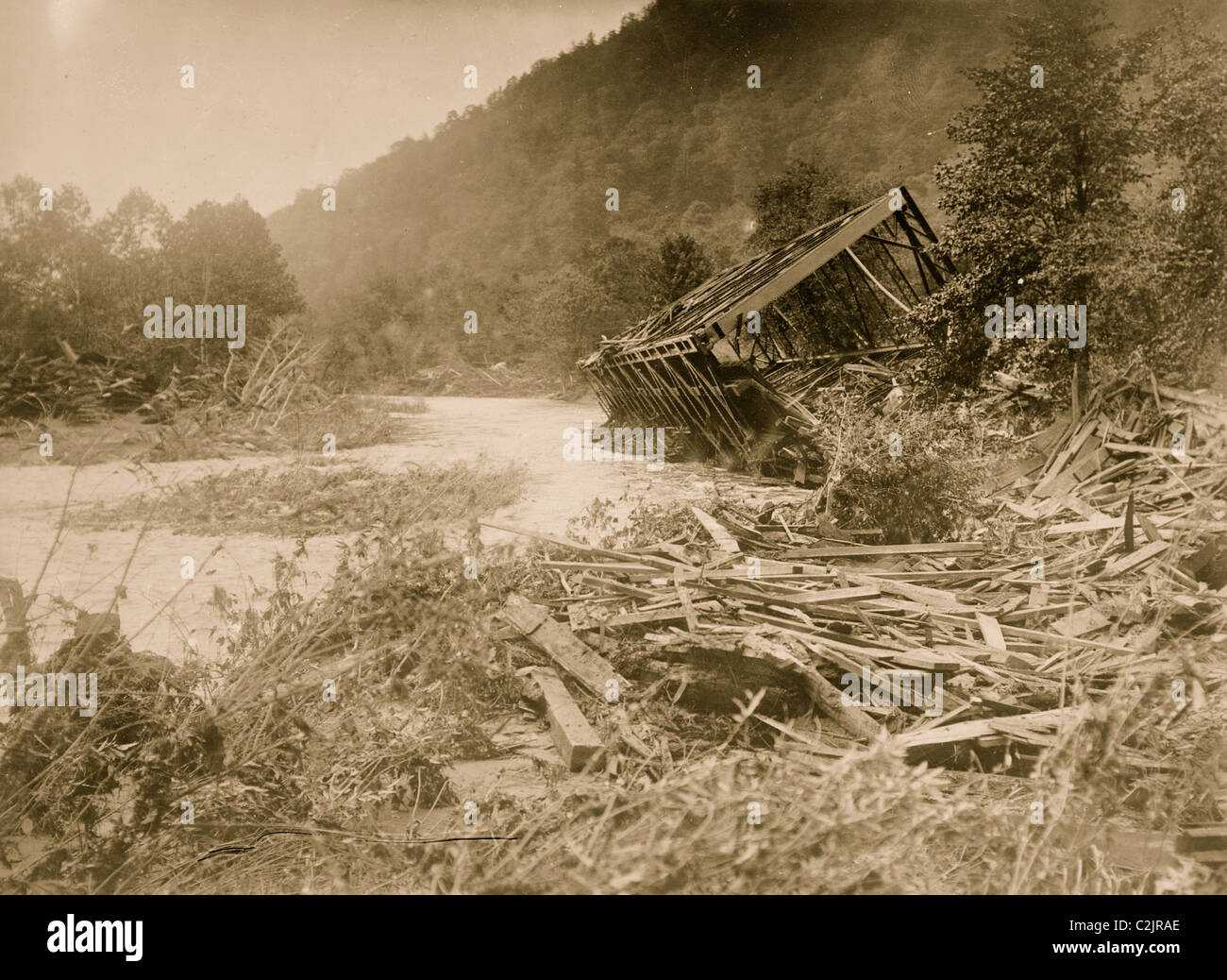 Bridge washed out in Austin, Pennsylvania Dam Break Stock Photo Alamy