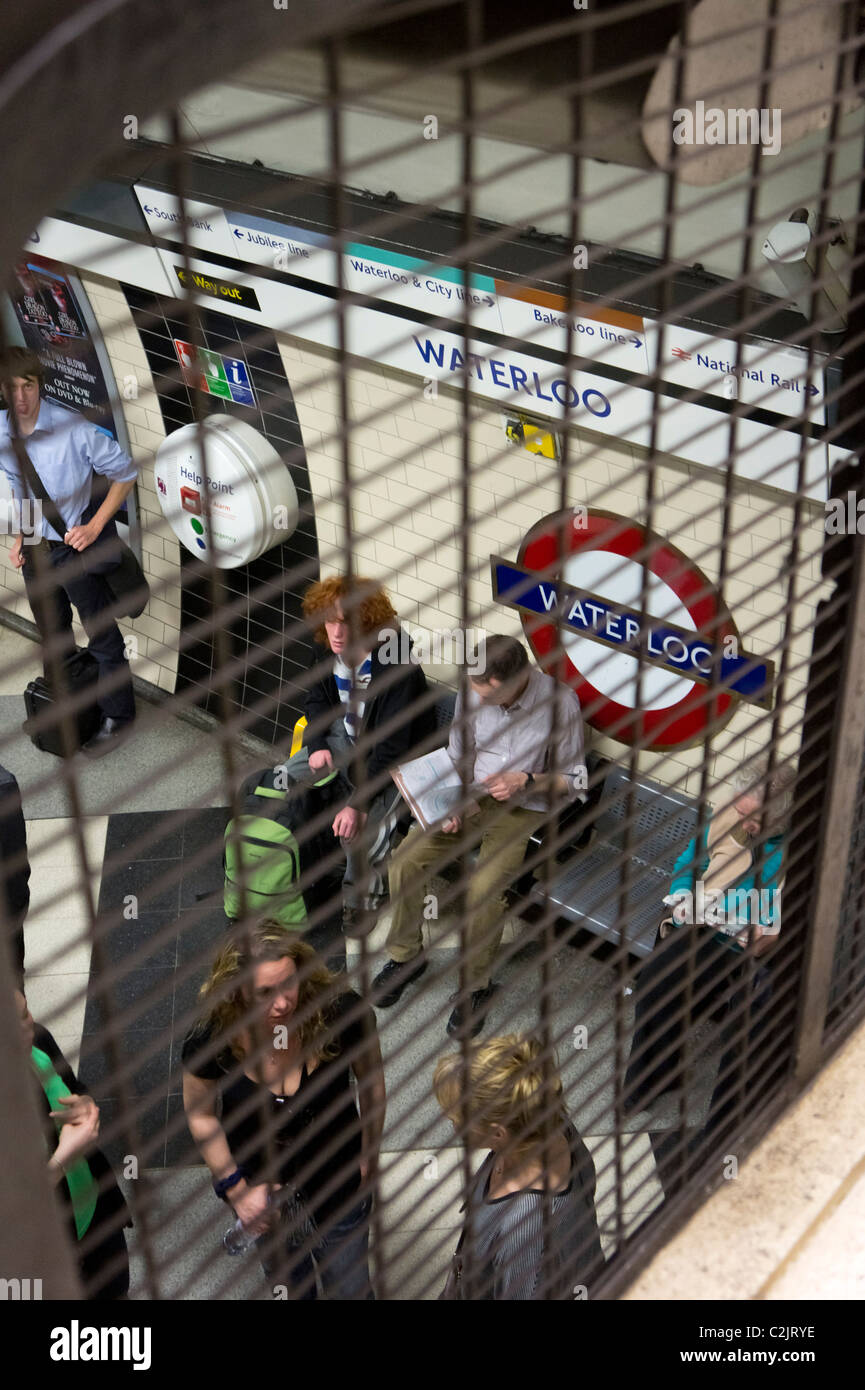 Waterloo underground tube station platform, London, England, UK Stock
