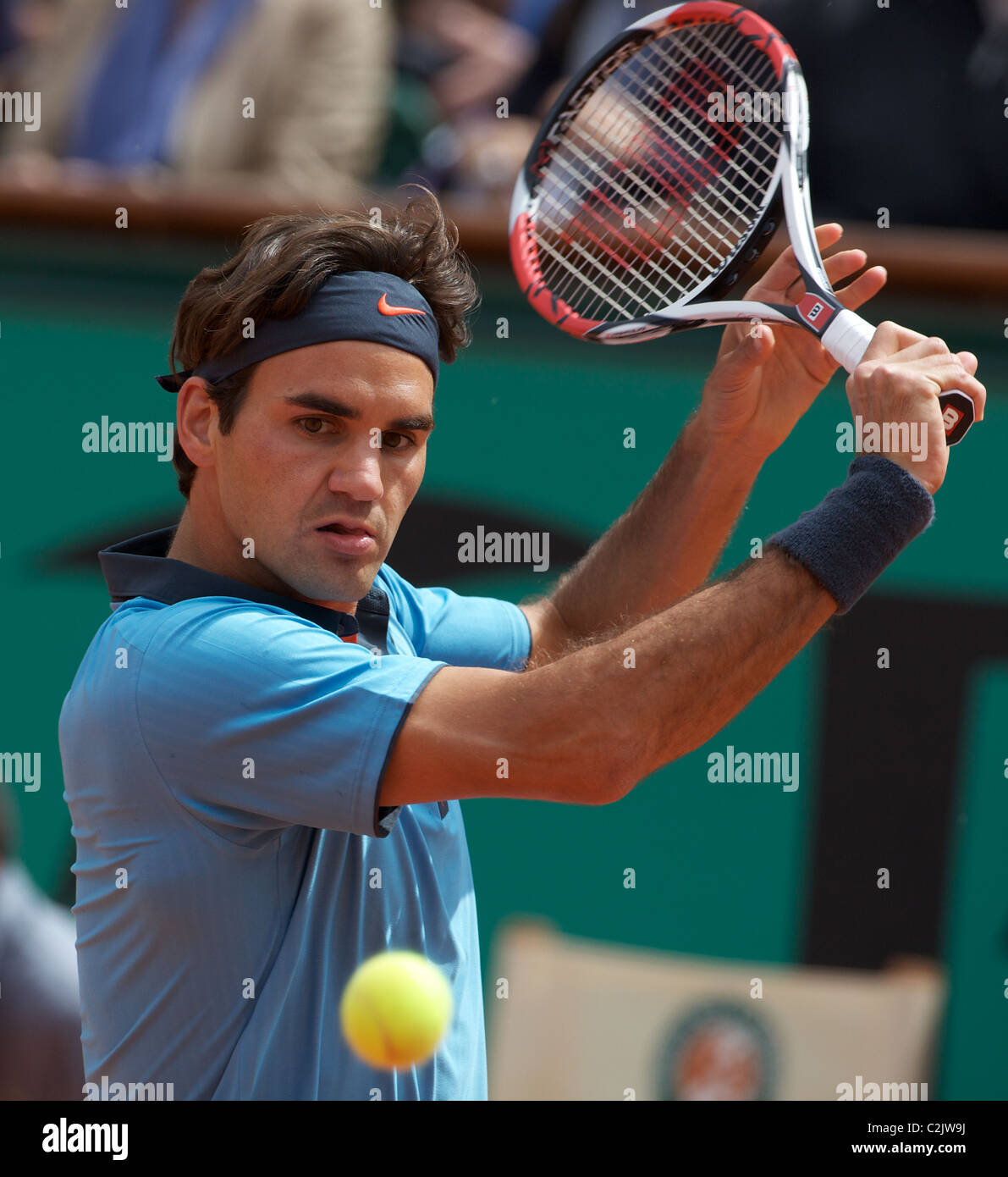 Roger Federer, Switzerland,, in action at the French Open Tennis