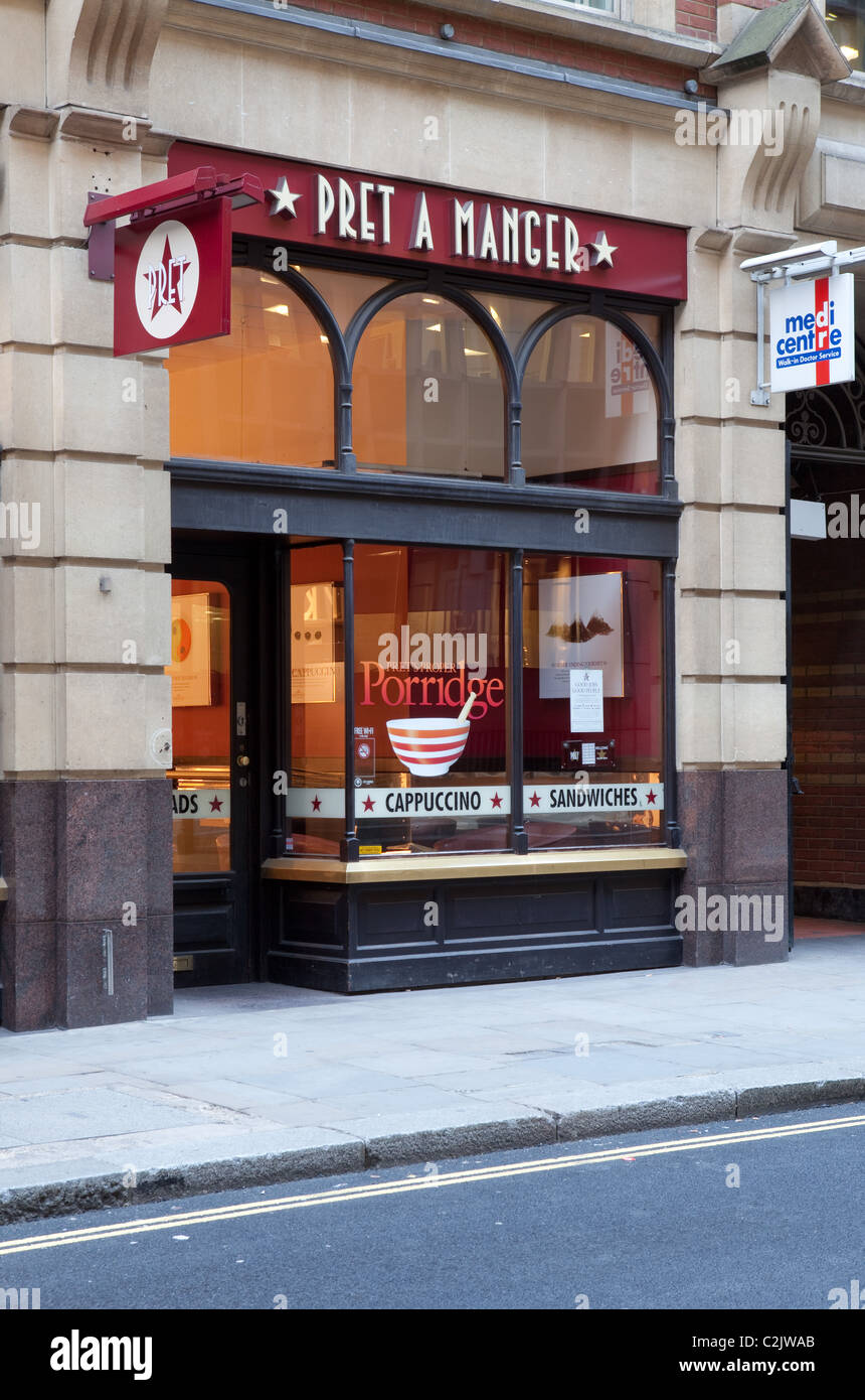 A Pret a Manger store in London in the evening Stock Photo