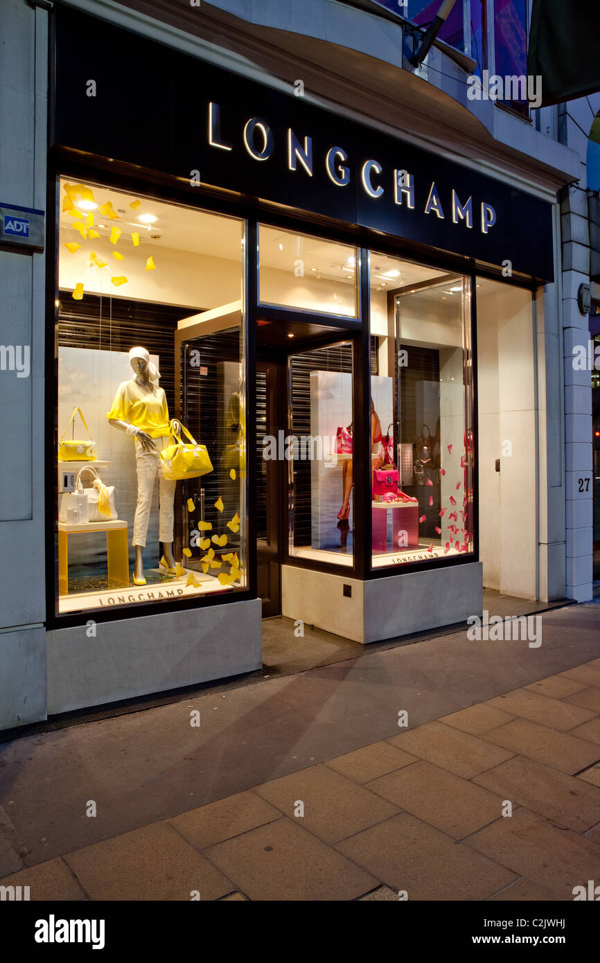Longchamp store in London in the evening Stock Photo