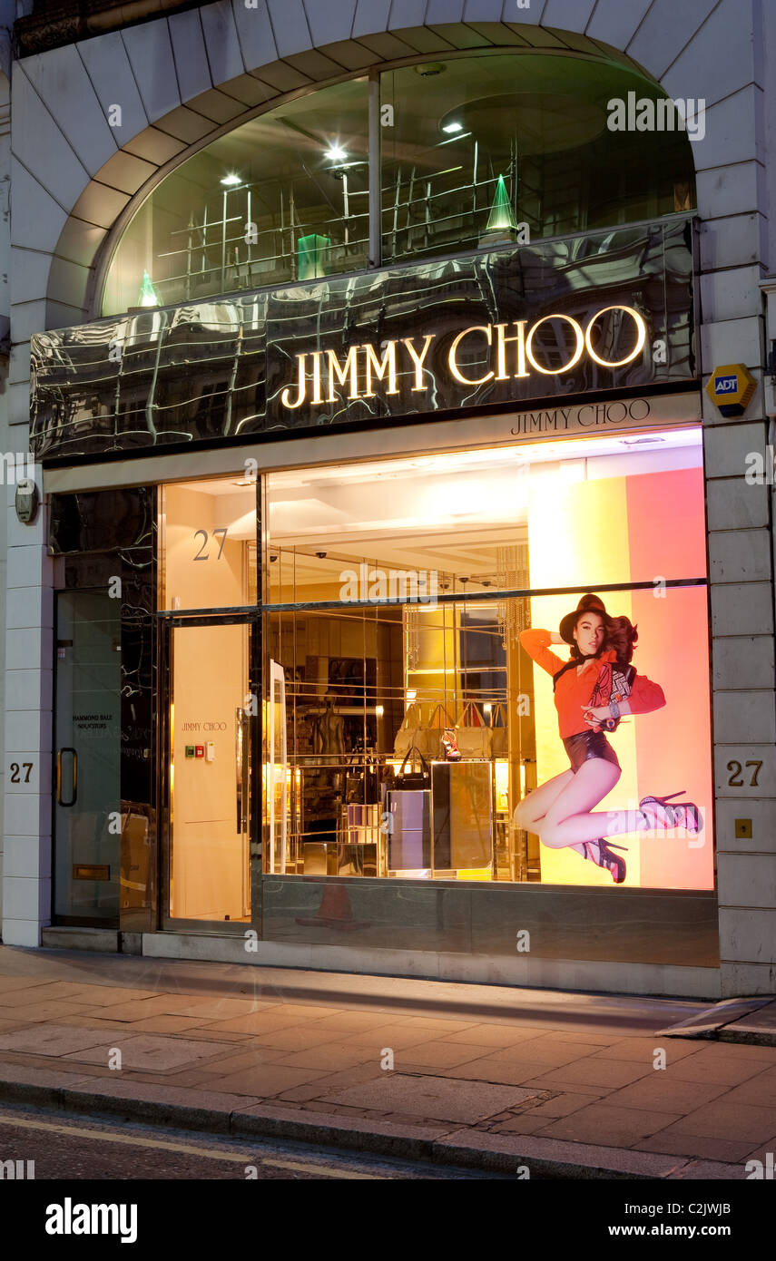 Jimmy Choo store in London in the evening Stock Photo