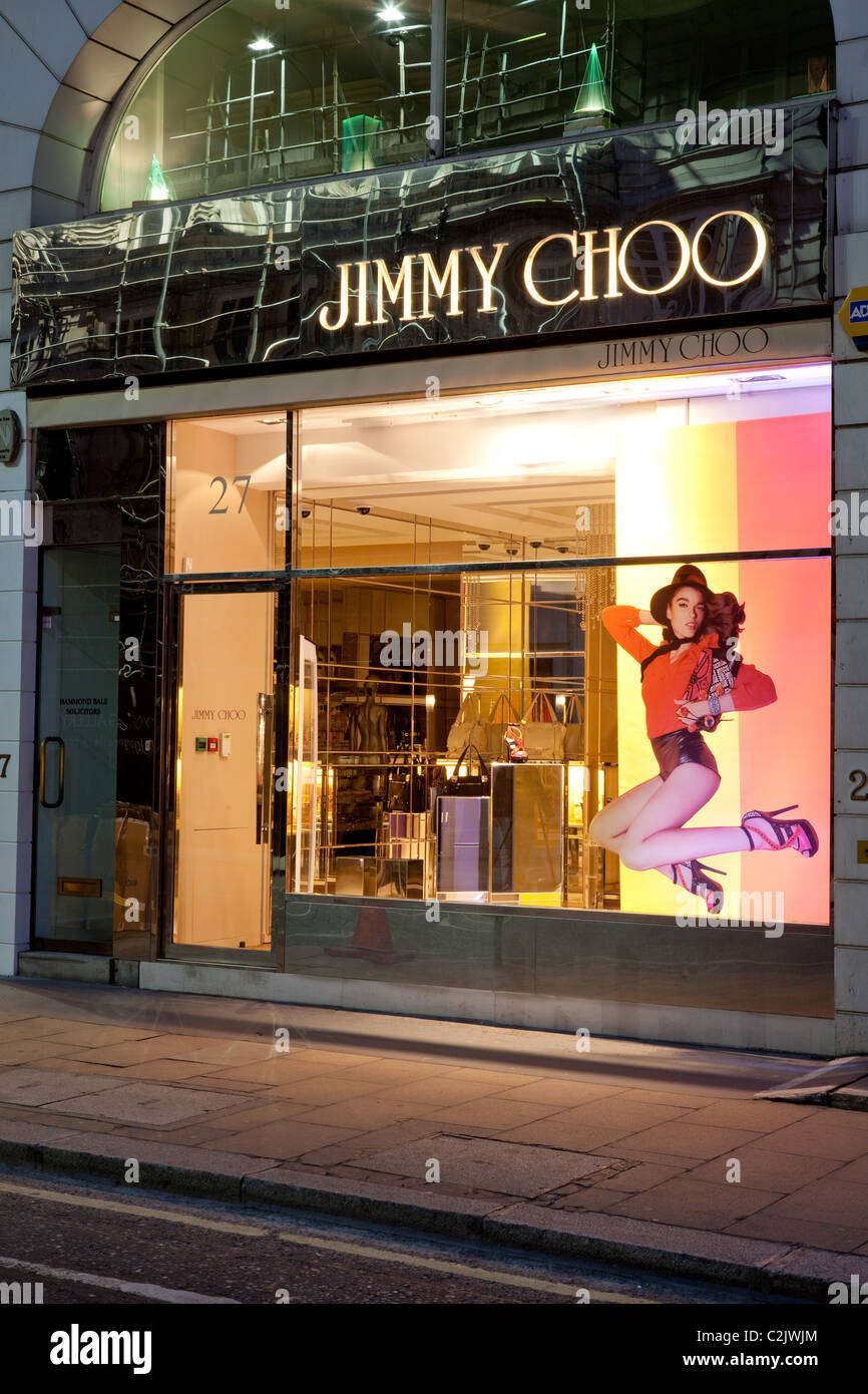 Jimmy Choo store in London in the evening Stock Photo