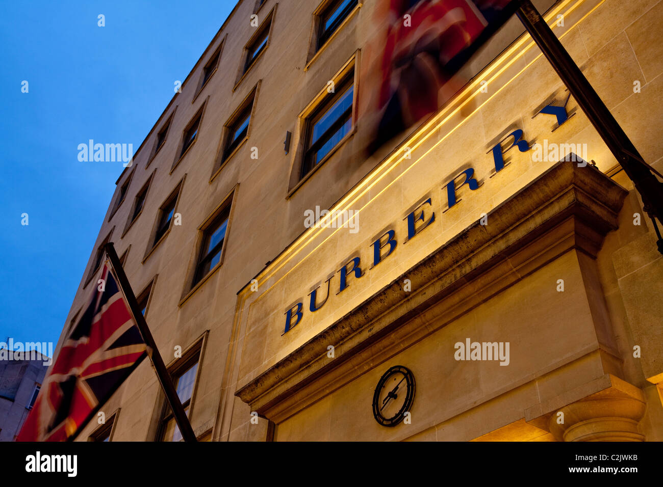 Burberry store, New Bond Street, London in the evening Stock Photo