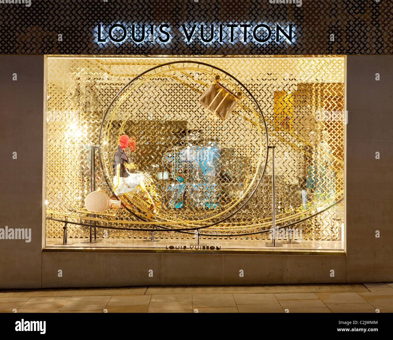 Louis Vuitton flagship store in London in the evening Stock Photo