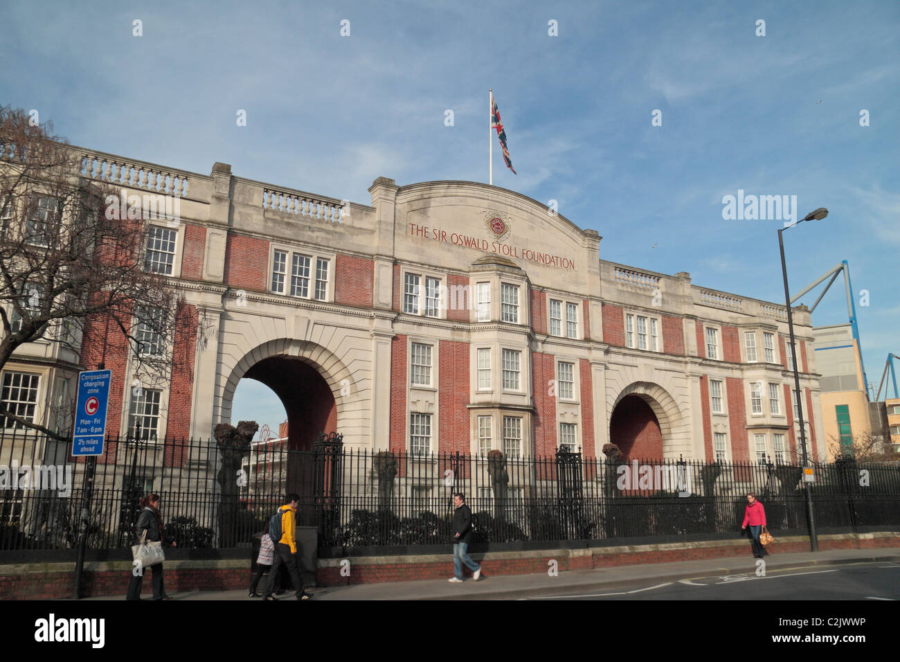 External view of The Sir Oswald Stoll Foundation building on the Fulham Road, Chelsea, London, UK. Stock Photo