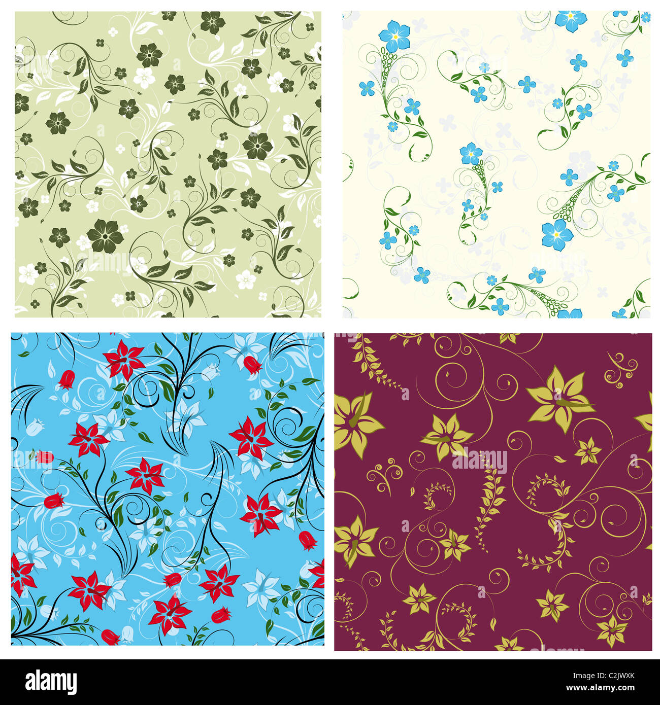 Seamless vector floral pattern Stock Photo - Alamy