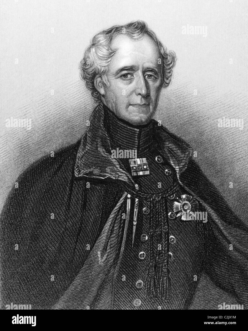 Hugh Gough, 1st Viscount Gough (1779-1869) on engraving from 1840. British Field Marshal. Stock Photo