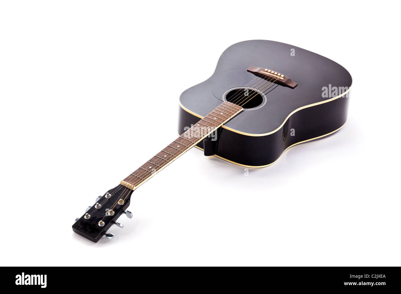 Black shiny acoustic guitar isolated on white background Stock Photo Alamy