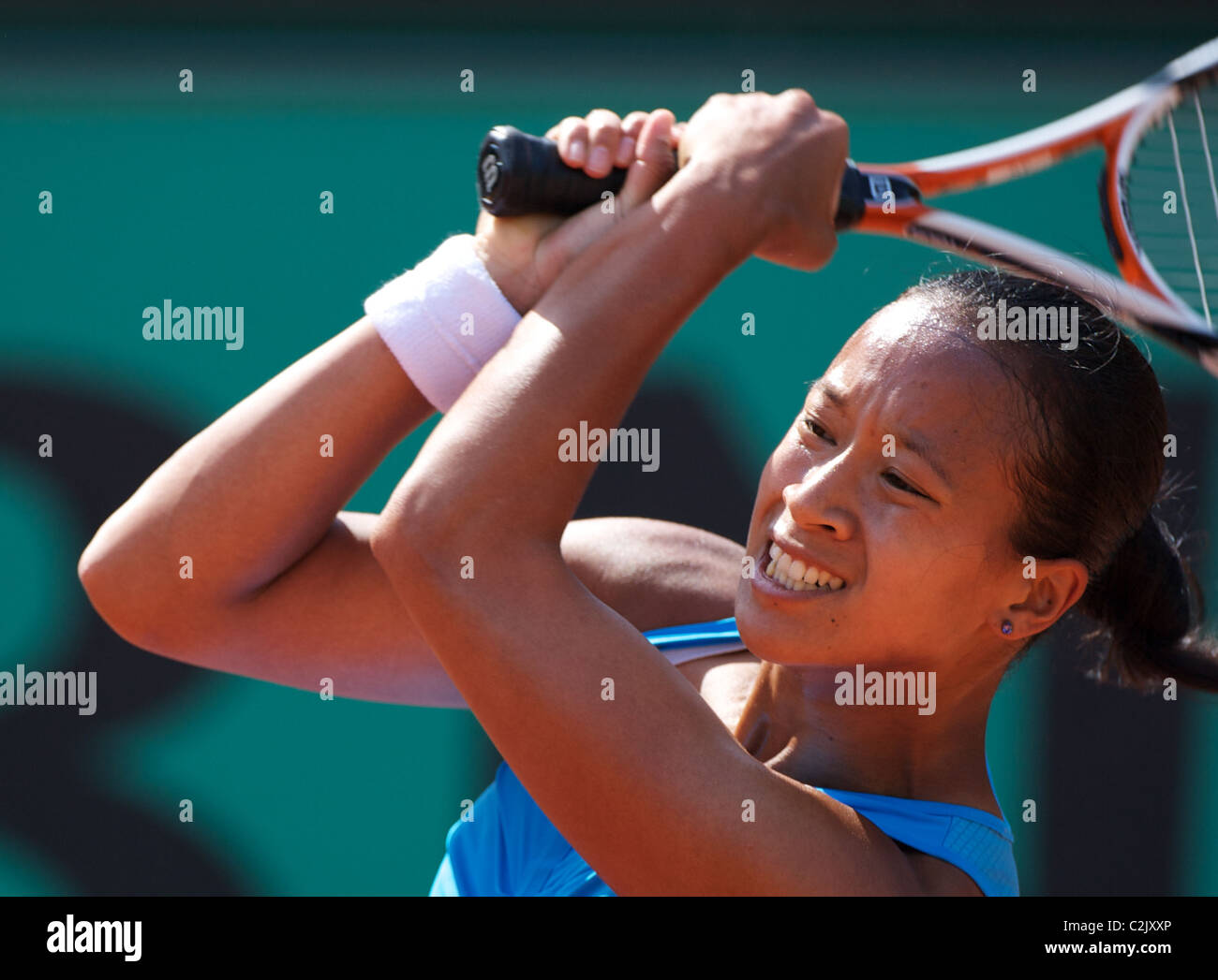 Anne Keothavong, Great Britain, in action at the French Open Tennis Tournament at Roland Garros, Paris, France. Stock Photo