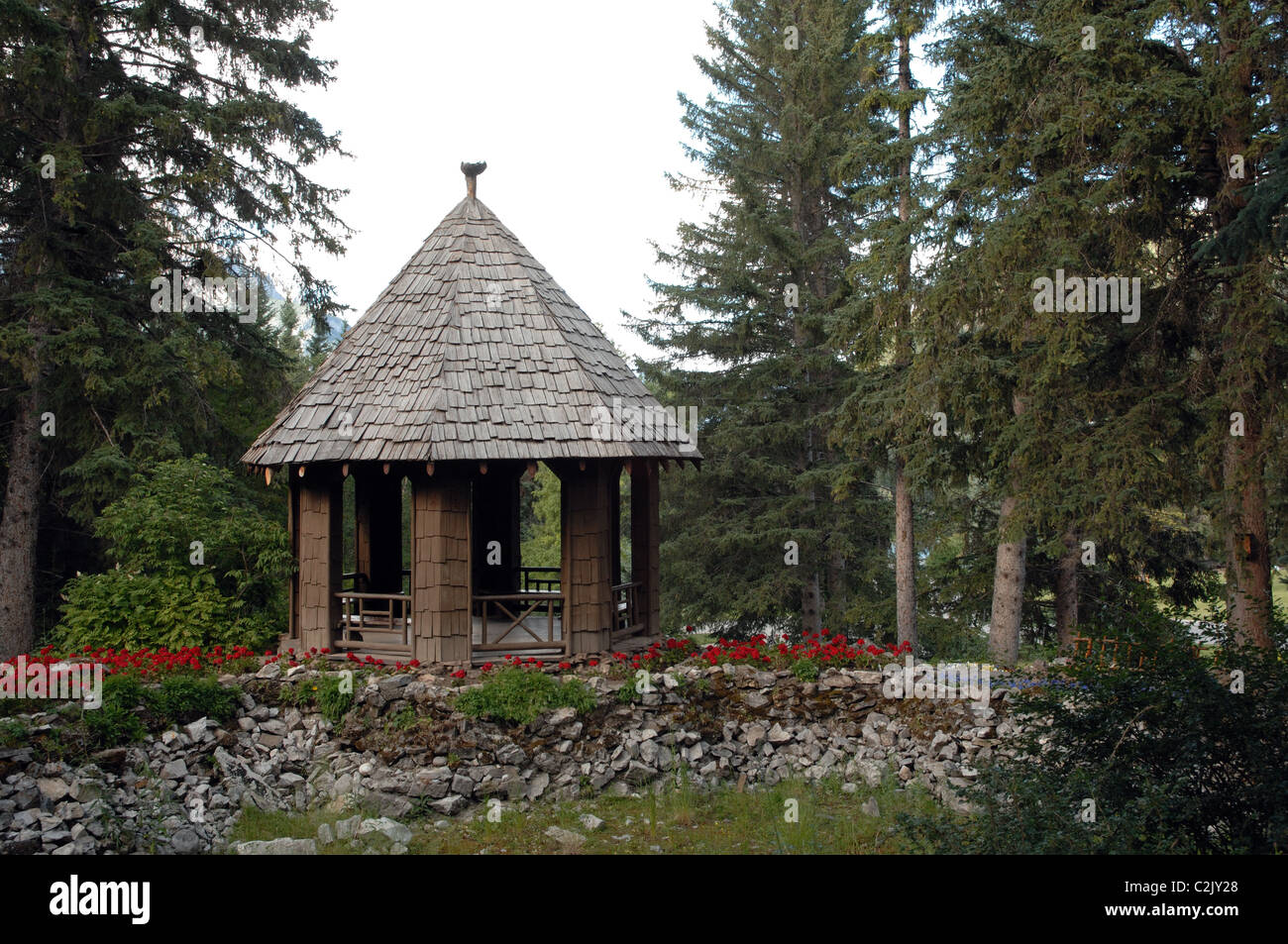 A pavilion at Canada Place gardens, Banff, Alberta, Canada Stock Photo