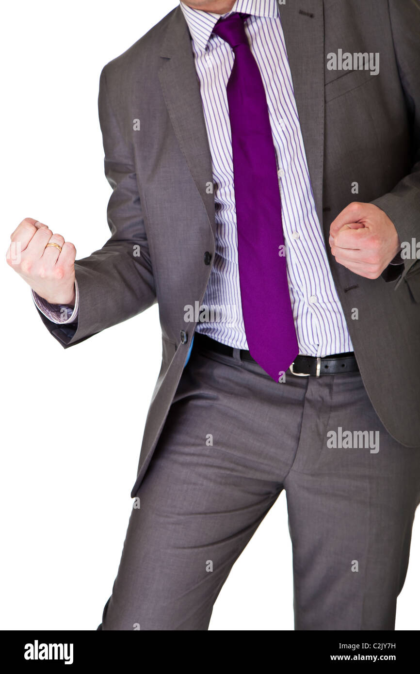 Black man in suit arms up hi-res stock photography and images - Alamy