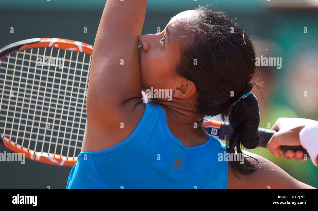 Anne Keothavong, Great Britain, in action at the French Open Tennis Tournament at Roland Garros, Paris, France. Stock Photo