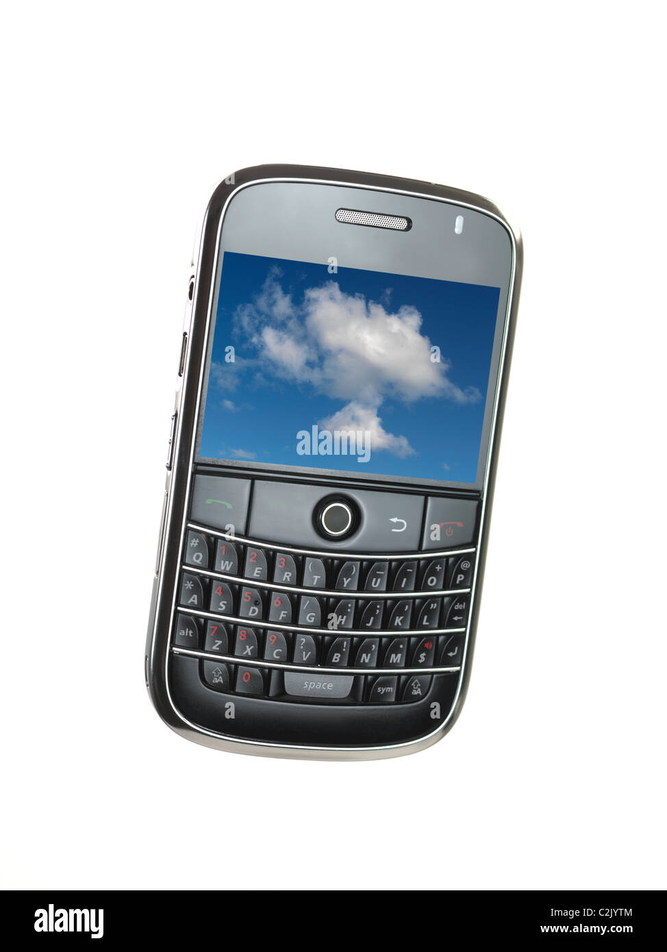 A mobile phone isolated against a white background Stock Photo - Alamy