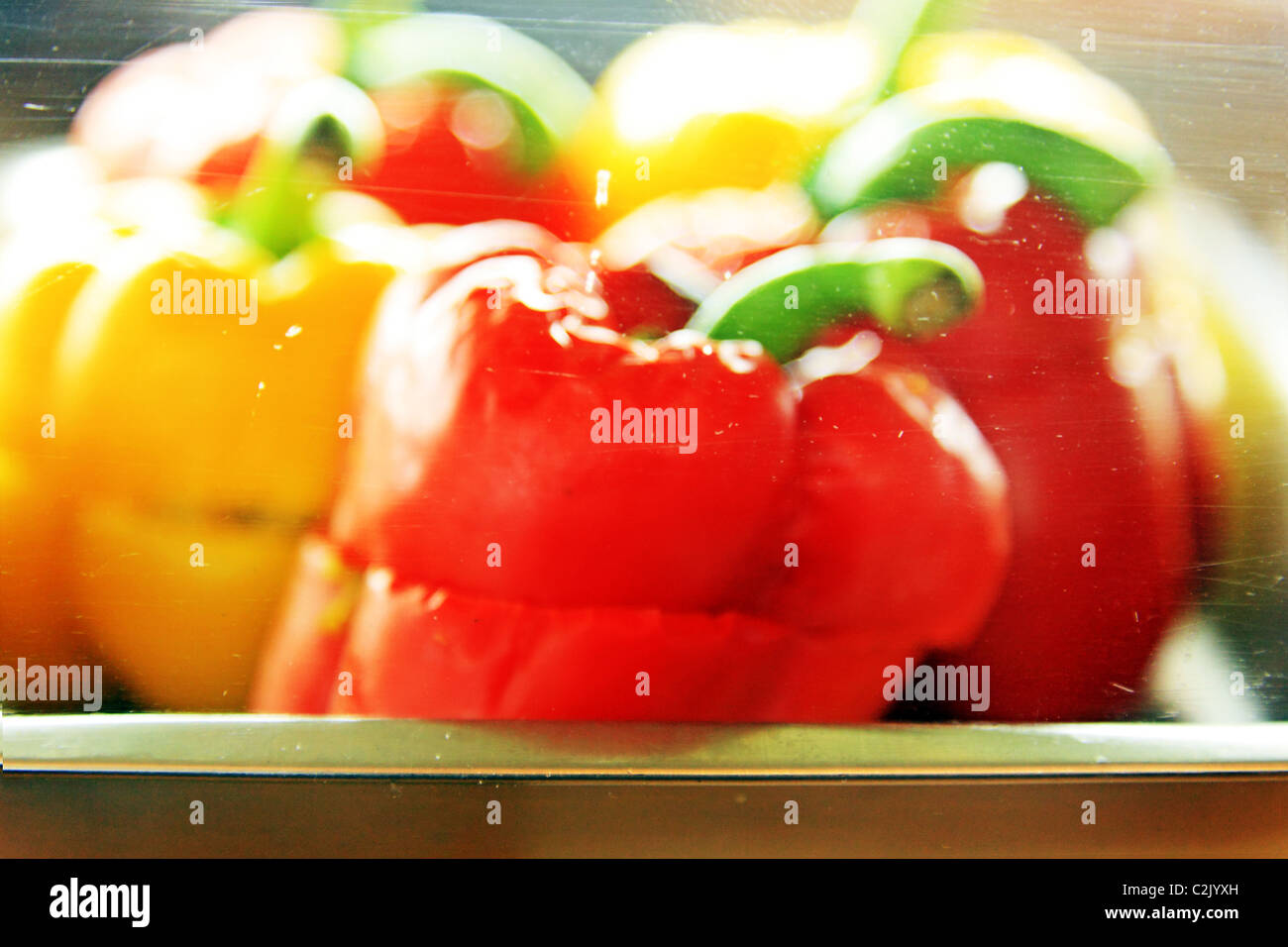 The closeup of red pepper on the board Stock Photo - Alamy
