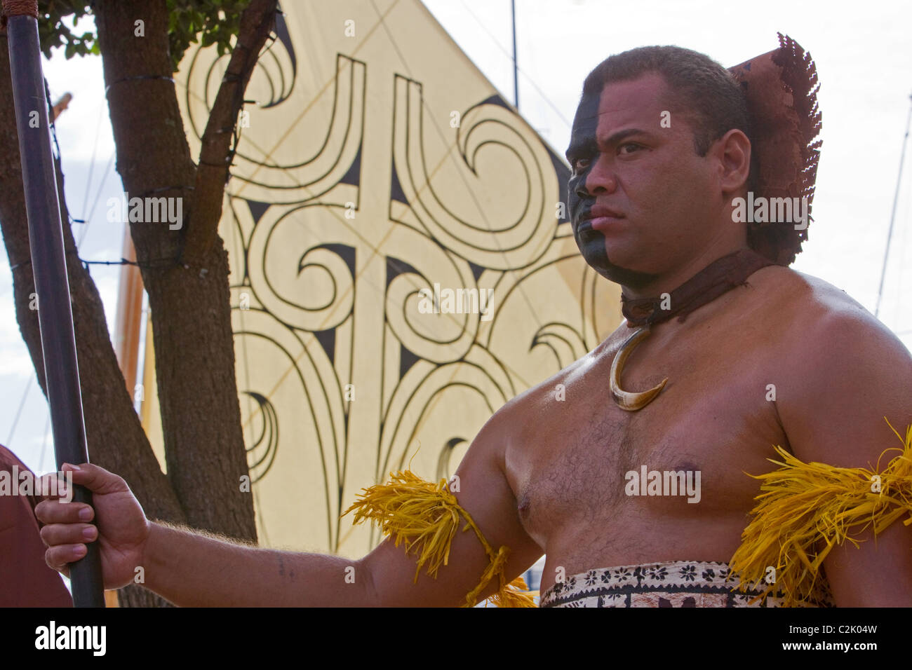 A Fijian in traditional dress Stock Photo